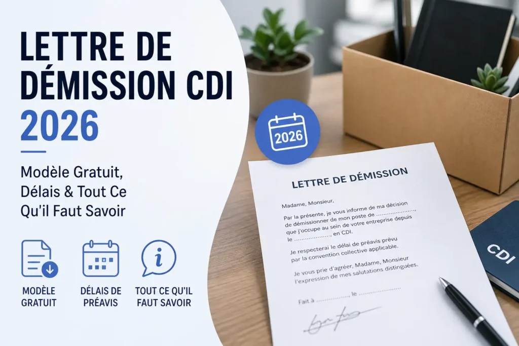 Lettre de Démission CDI 2026 : Modèle Gratuit, Délais & Tout Ce Qu'il Faut Savoir